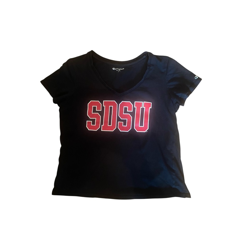 SDSU T Shirt Champion NCAA San Diego State Aztecs Women's V Neck Top‎ Size L